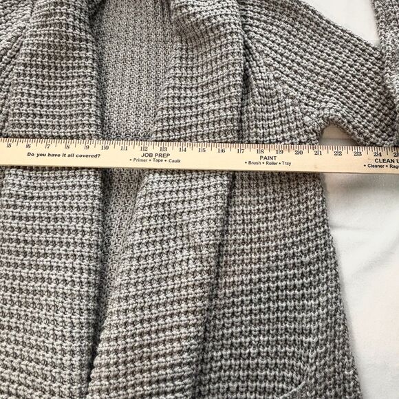 THEME Cardigan Sweater Gray Chunky Open Drape Front Pockets - Picture 6 of 9